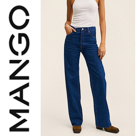 MANGO Women's 6 High Waist Wide Leg Jeans Blue - Picture 3 of 16